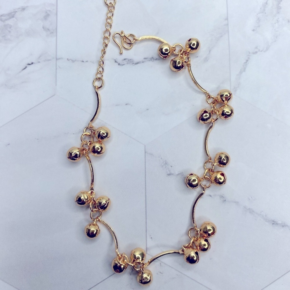 Bell Chime Anklet In Gold Tone Hook Closure Adjustable Size